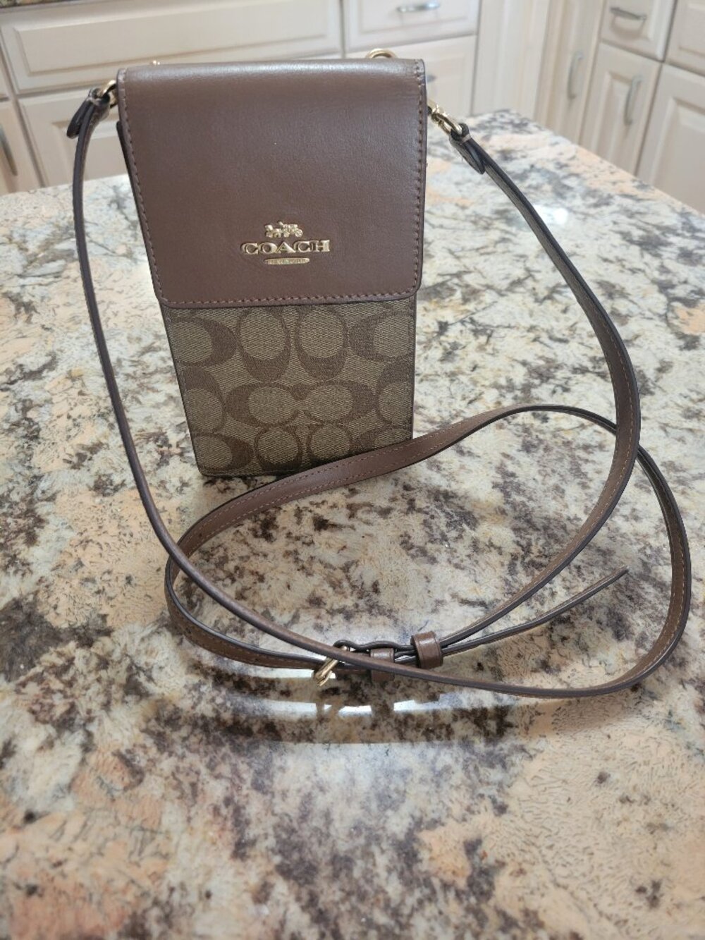 Coach North/South Phone Crossbody in Signature Canvas